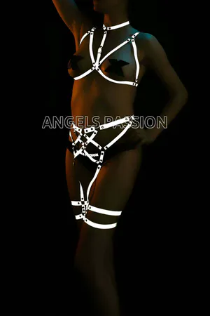 Reflective Harness Set with Garter Straps – Dazzling Nightclub Wear