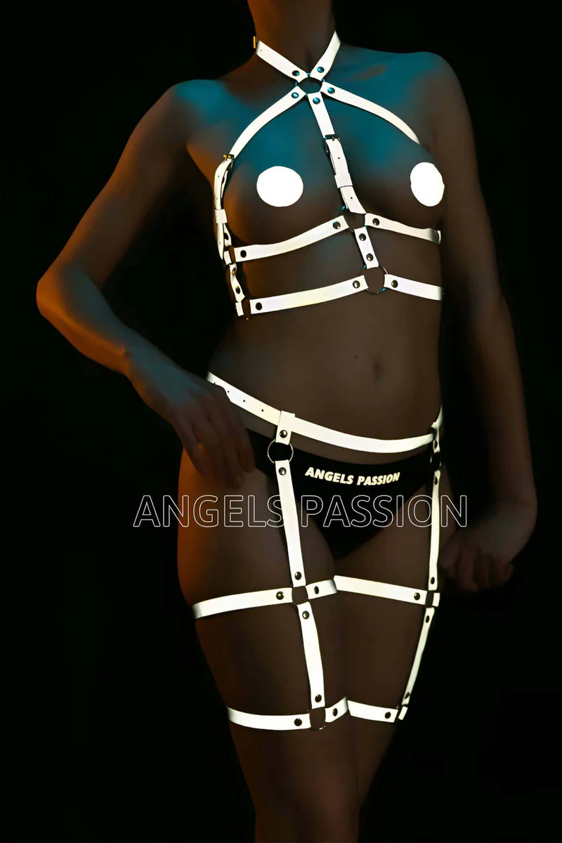 Reflective Harness Set with Garters β Festival Lingerie
