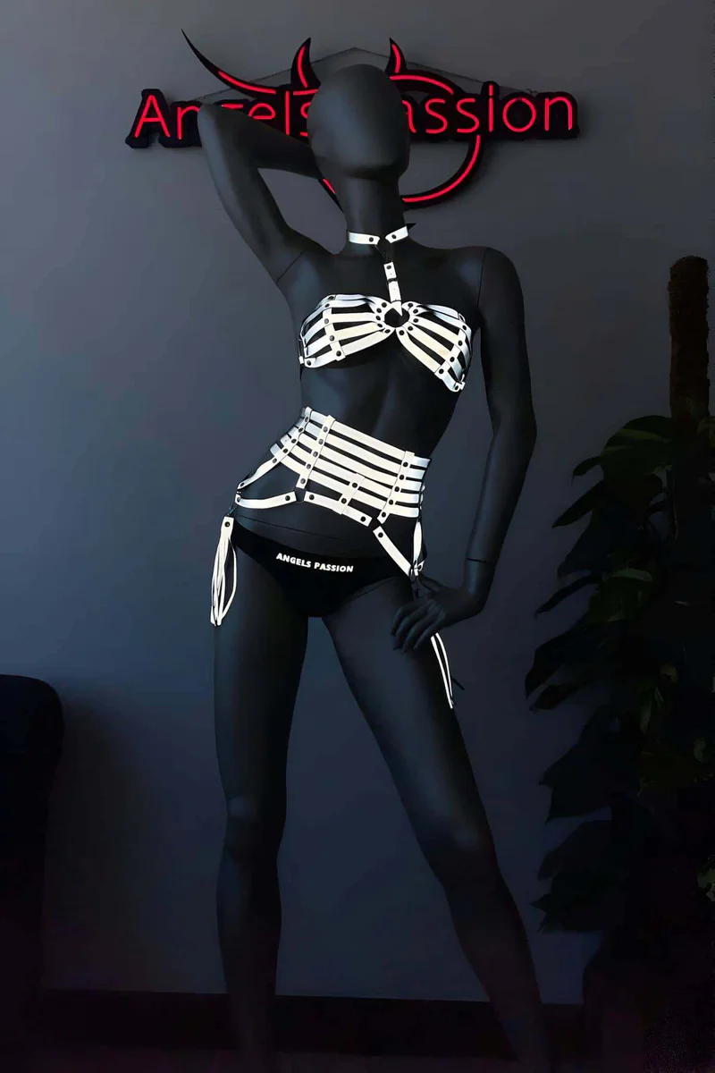 Reflective Harness Rave Outfit Set - Festival Body Wear