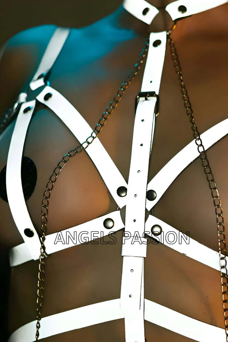 Reflective Harness Body Set with Chains | Rave & Festival Wear
