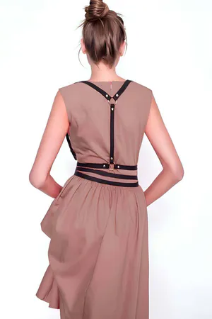 Black Faux Leather Criss-Cross Chest Harness Women Adjustable Straps