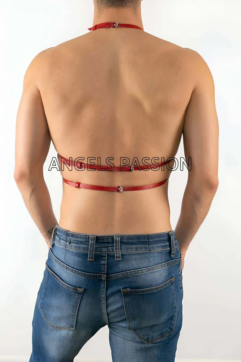 Red Chest Harness Outfit Side View Adjustable Stra