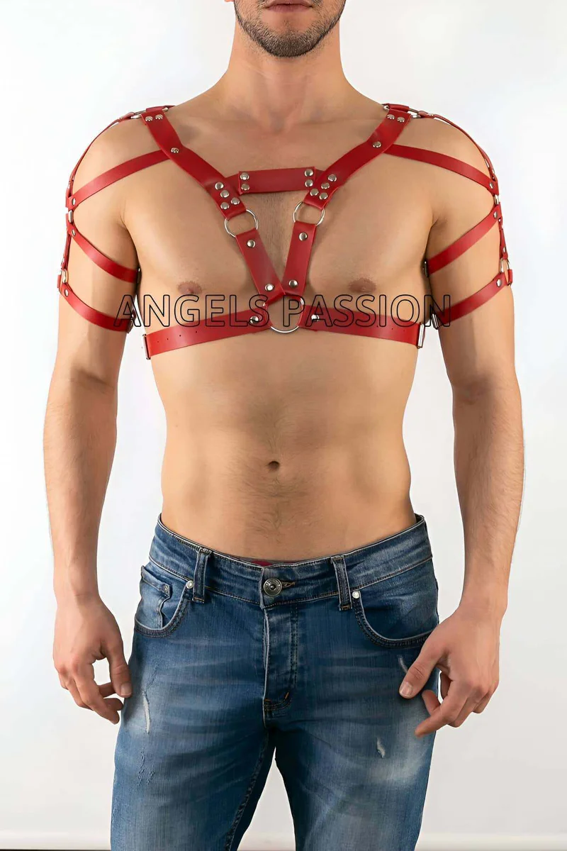 Leather Men's Chest, Shoulder Harness, Men's Dancer Clothing - APFTM6
