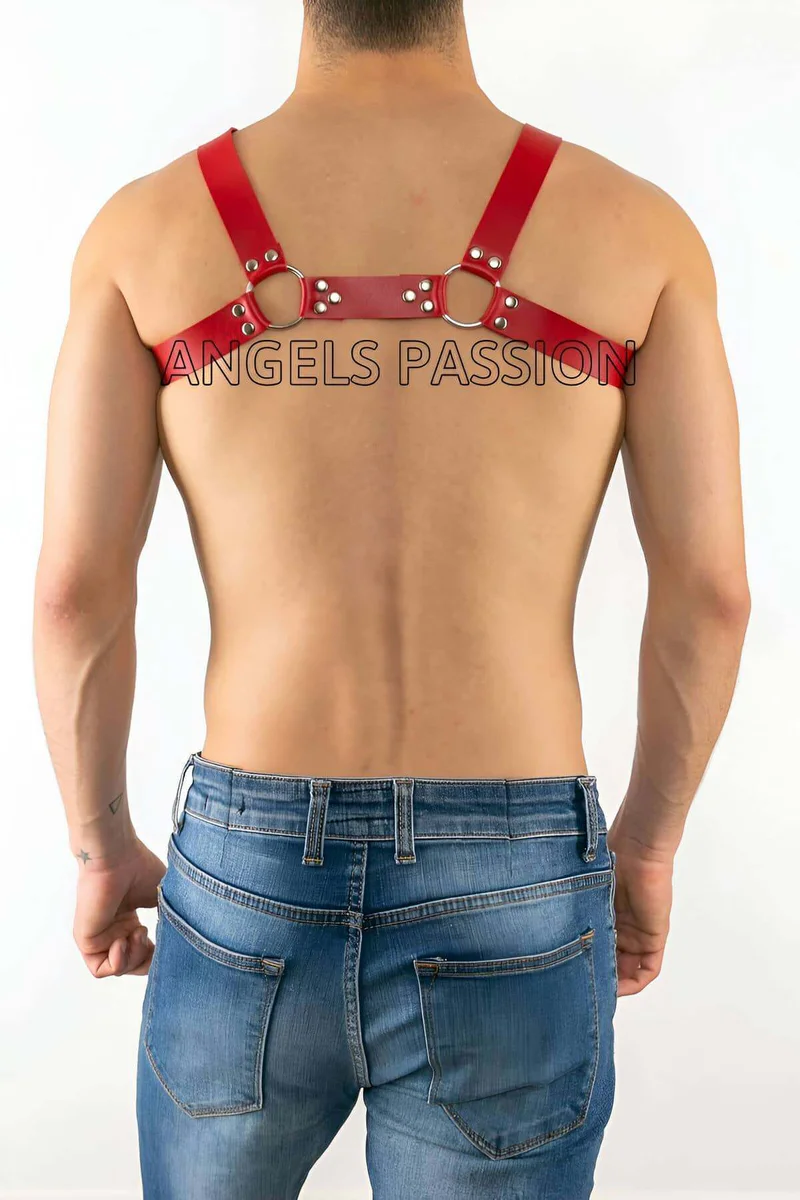 Faux Leather Chest Harness Side Profile