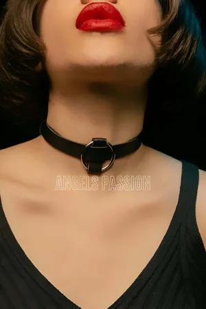 Leather Choker, Leather Necklace Collar - APFT589