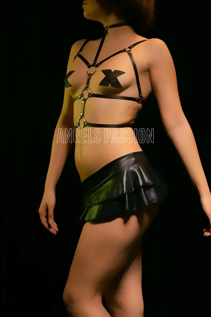 Leather Chest Accessory, Sexy Leather Fantasy Wear Chest Harness - APFT184
