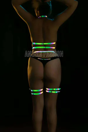 Reflective Rainbow Harness Set - Holographic Rave Lingerie