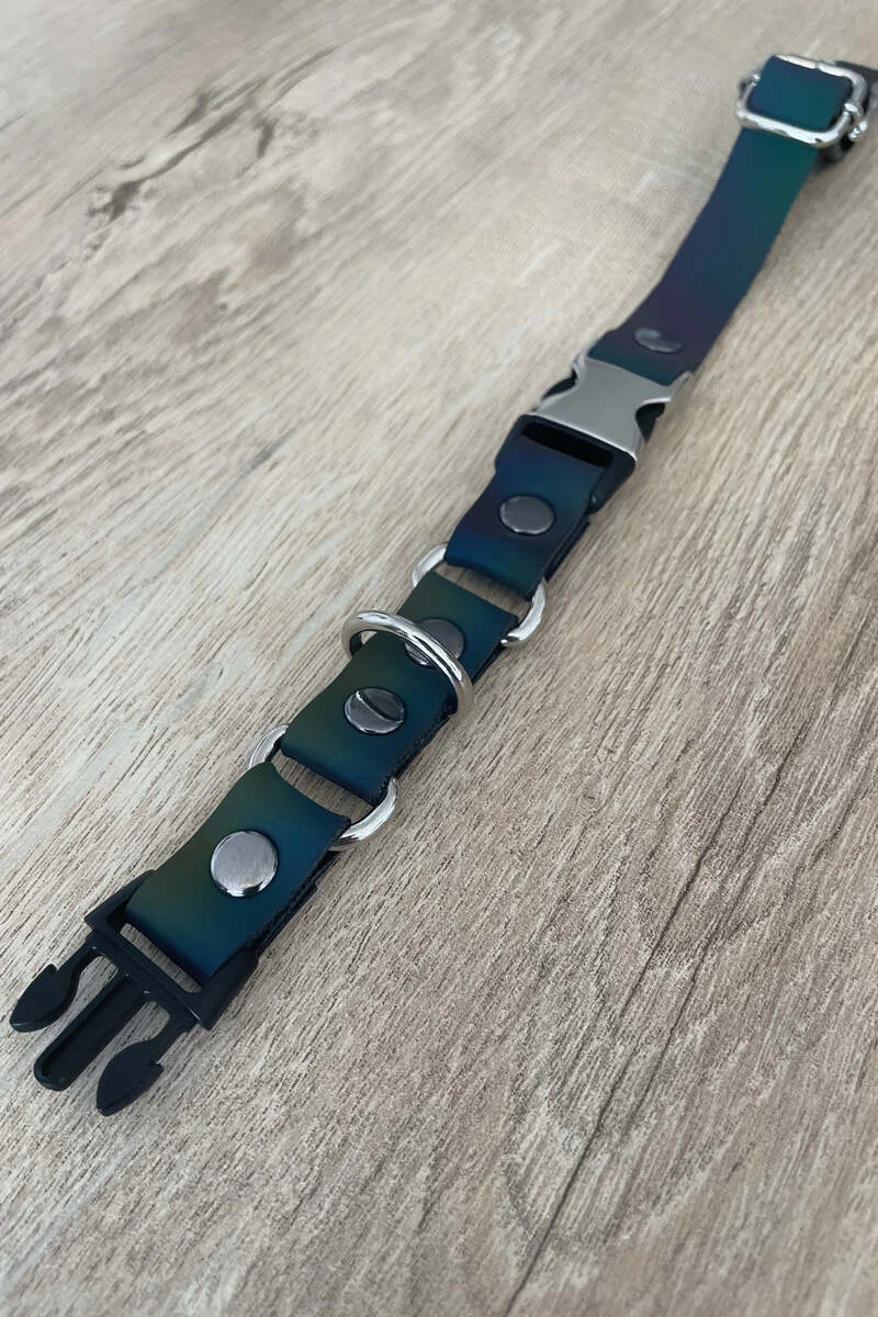 Reflective Faux Leather Choker
