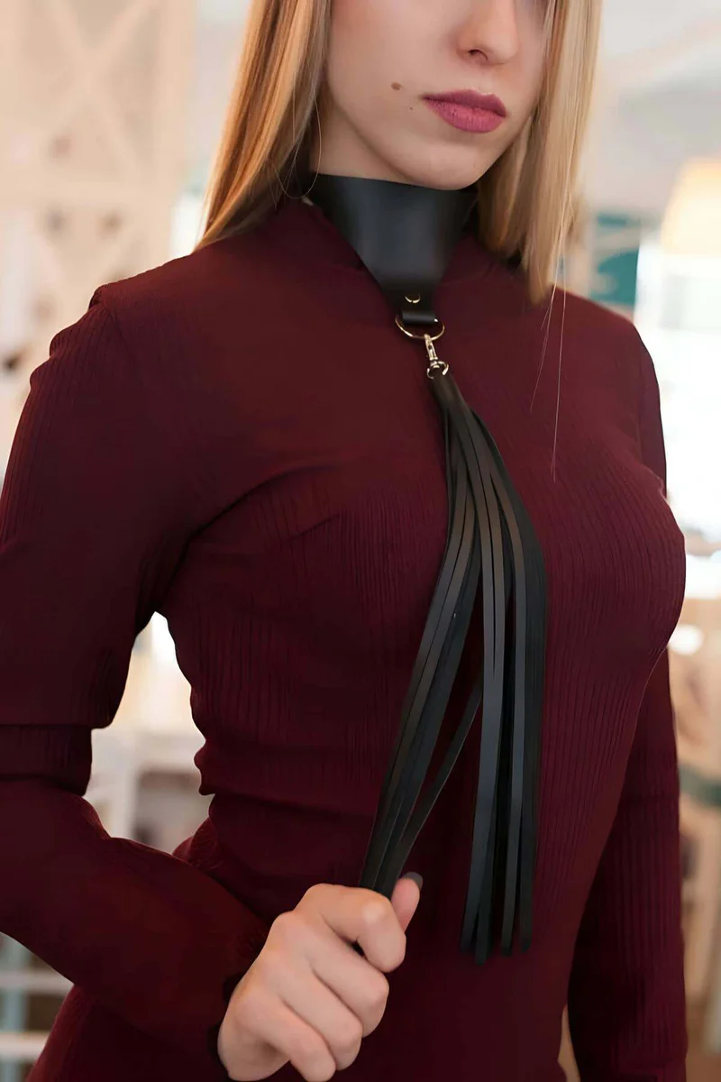 Black Vegan Leather Choker Close