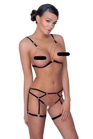 Sexy Garter Set with Elastic and Chain Detail - APFT786