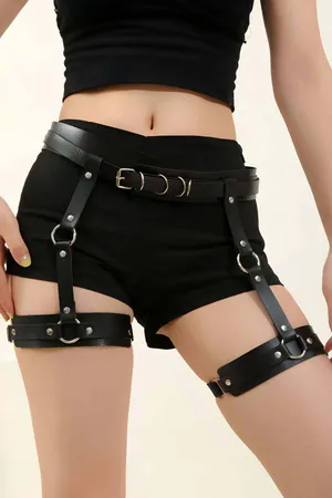 Black Leather Garter Harness - APFT804