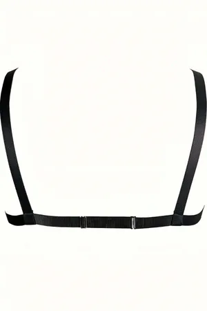 Black Chain Chest Harness Adjustable Bralette
