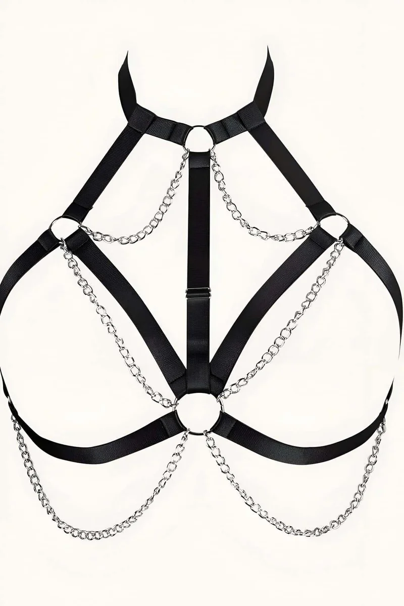 Chained Rubber Chest Harness - APFT818