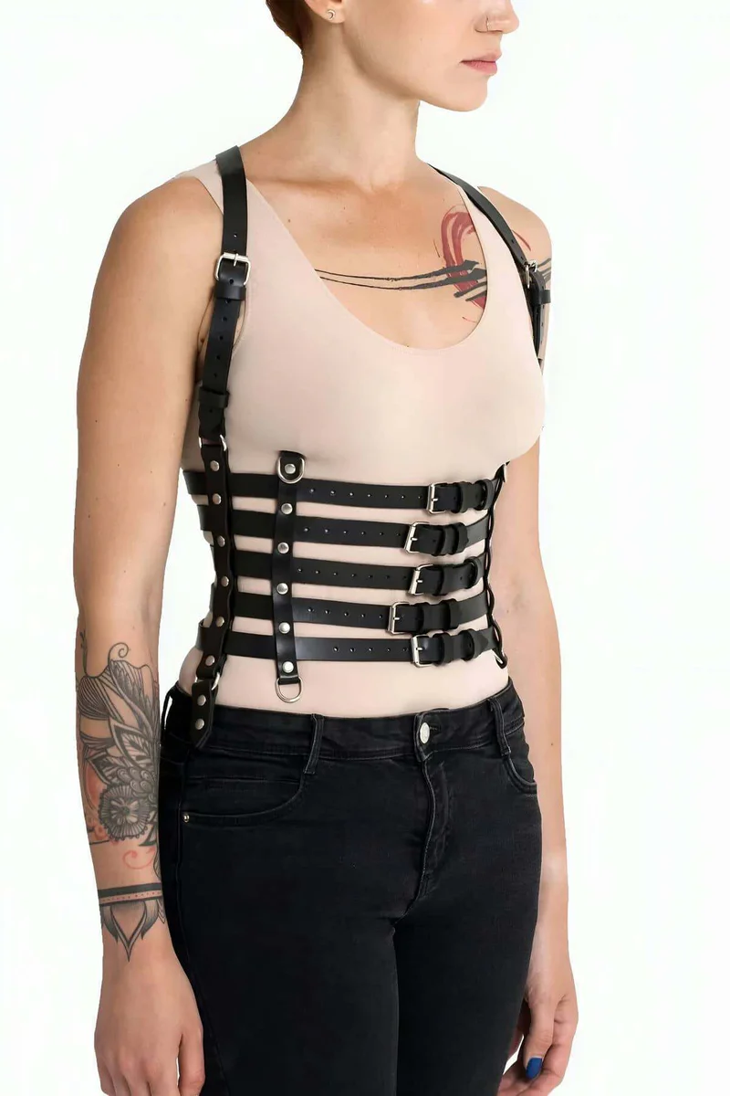 Adjustable Faux Leather Body Harness