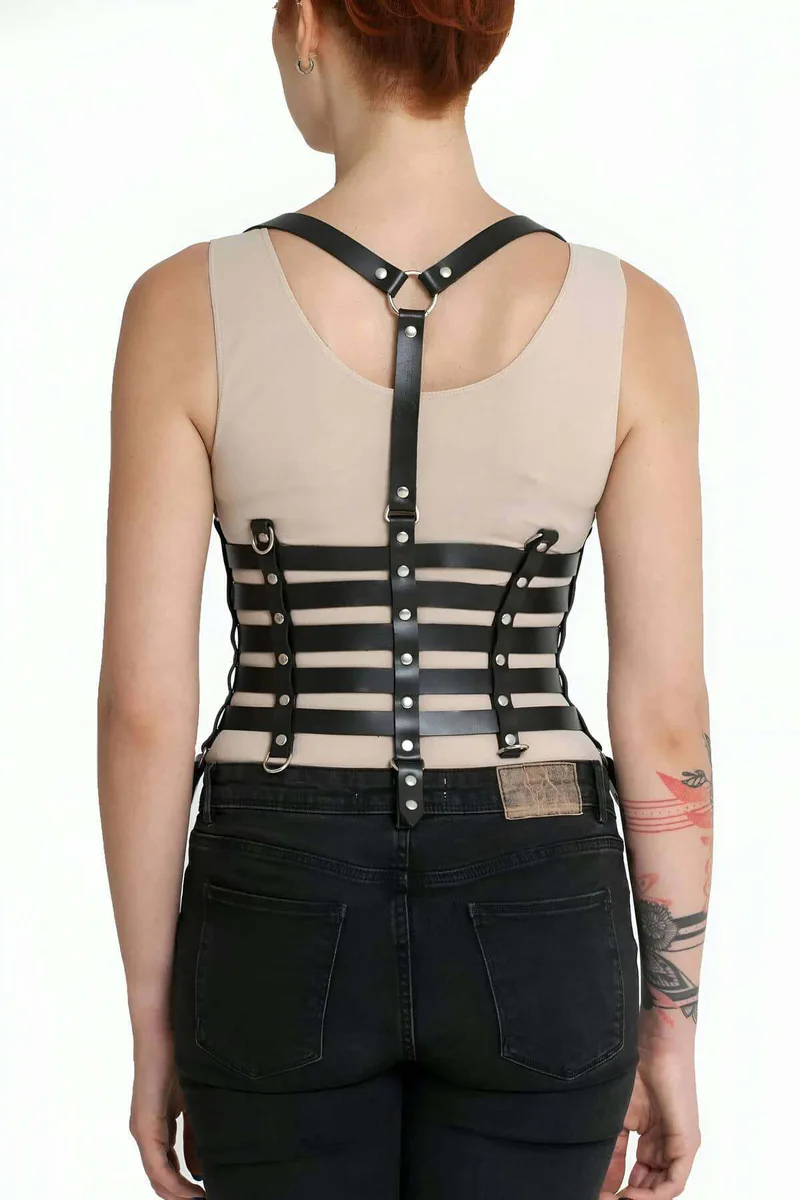 Faux Leather Waist Harness Detailed View