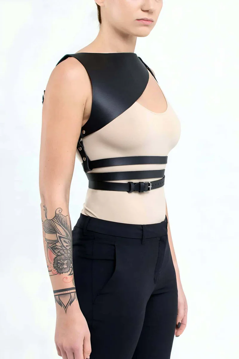 Asymmetrical Chest Harness for Women Side View