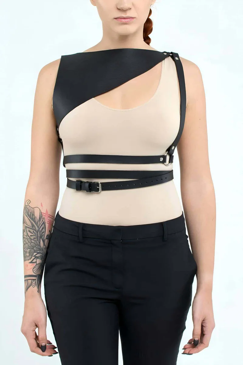 Faux Leather Fashion Harness Accessory Full Length