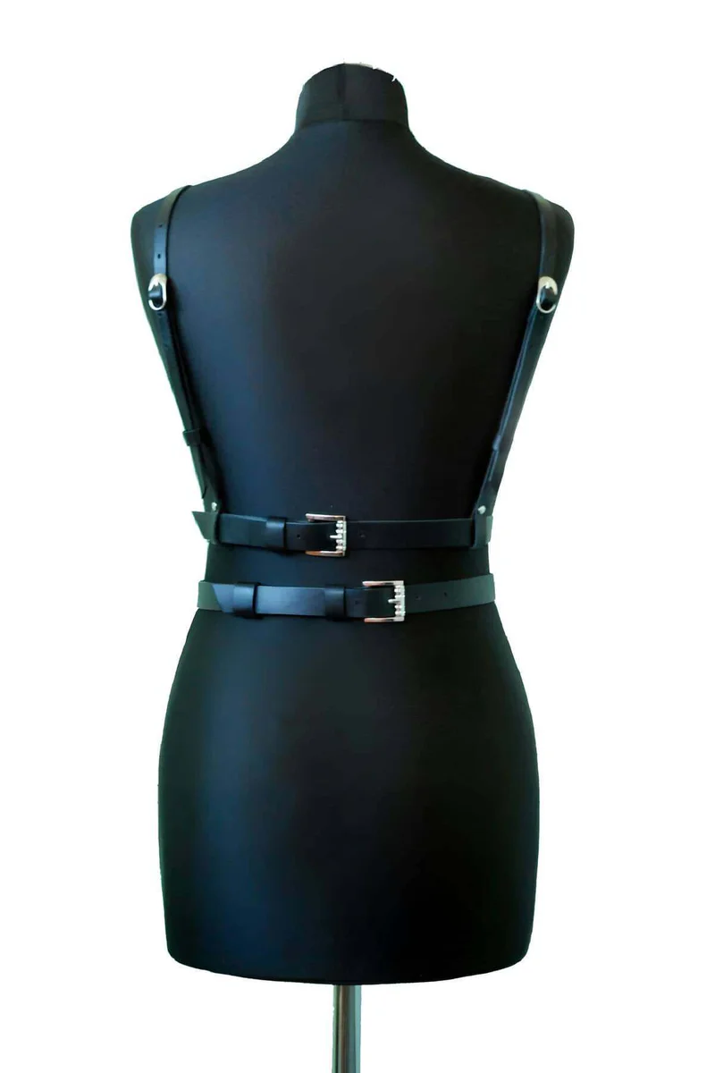 Faux leather body harness