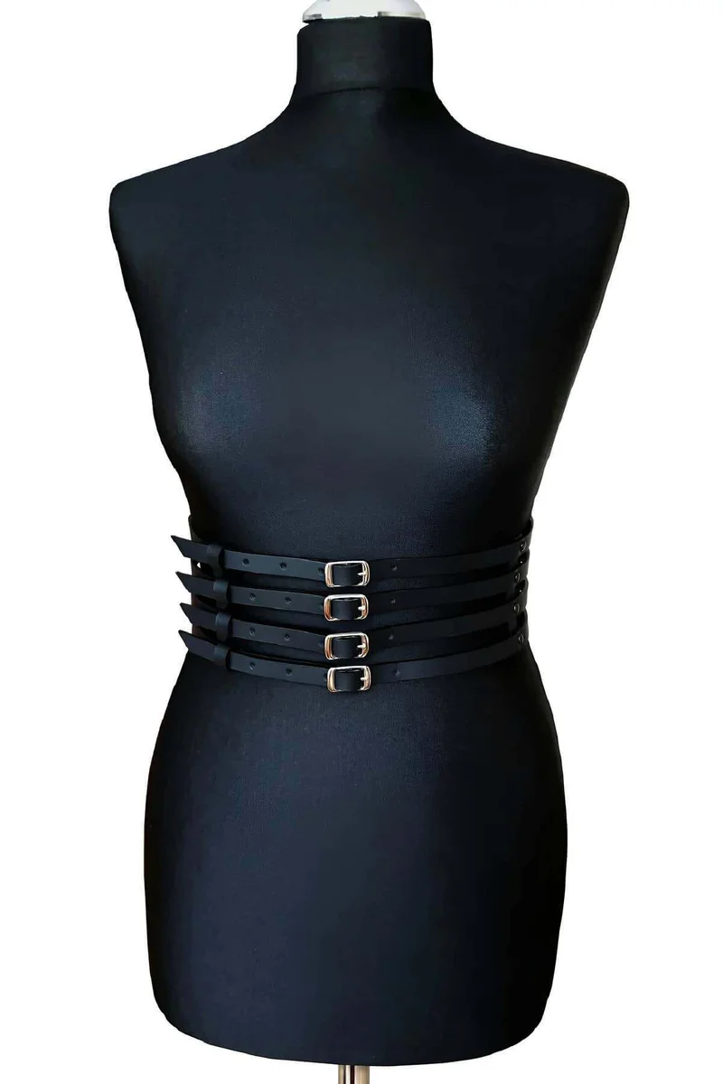 Leather Women's Leather Four Row Waist Belt - APFT910