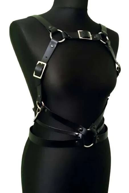Black Body Harness Lingerie side view