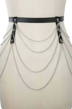Stylish Leather Chain Waist Belt - APFT921
