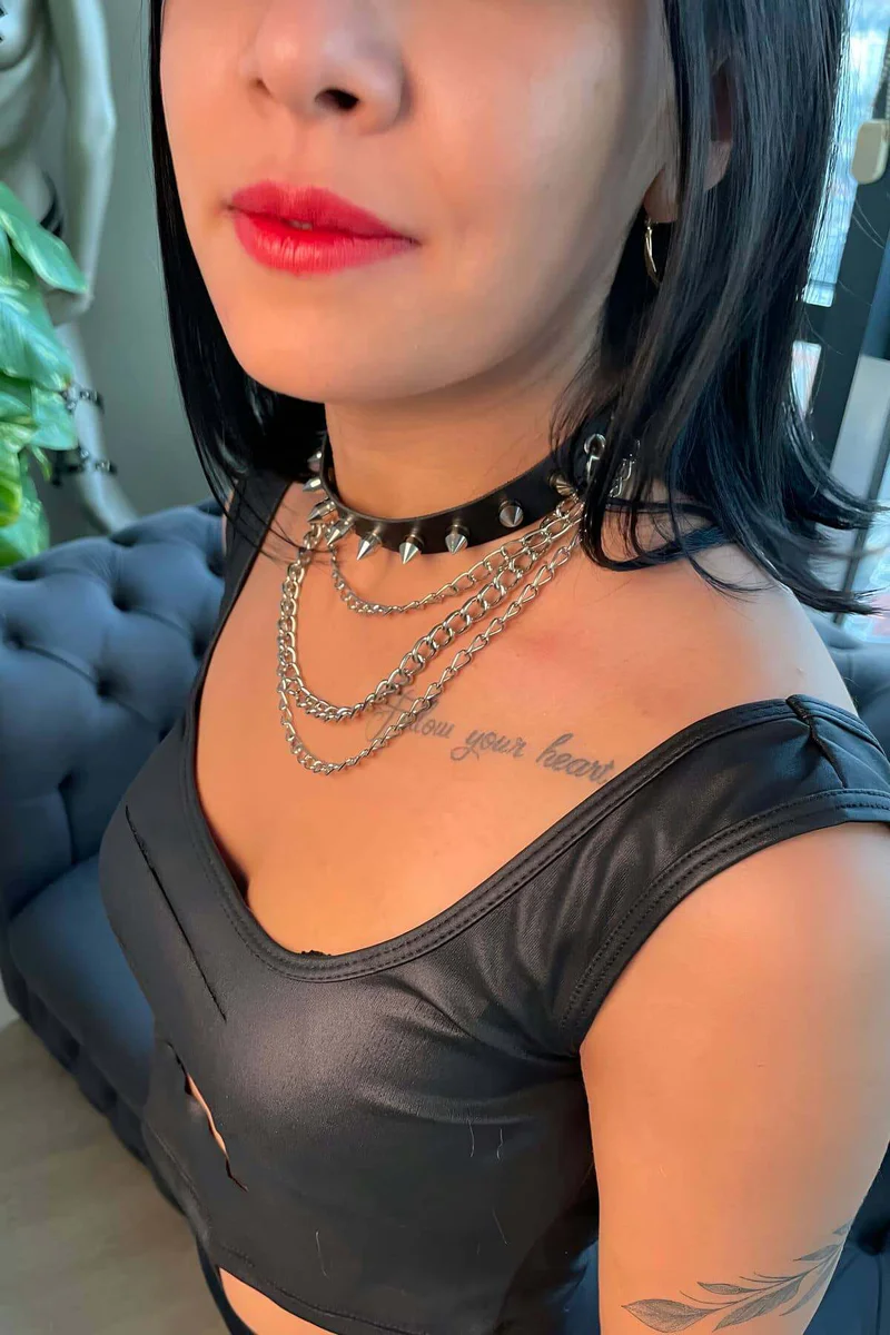 Spiked Chain Choker Set: Matching Human & Cat Adornment