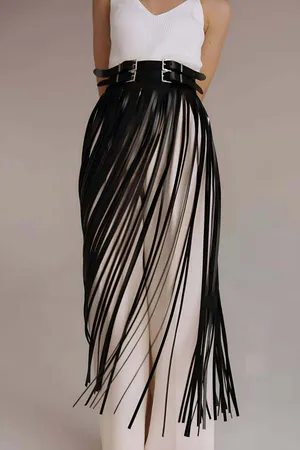 Fringe Skirt Belt Overlay for Women – Statement Tassel Waist Skirt