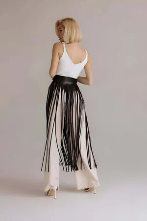 Fringe Skirt Belt Overlay for Women – Statement Tassel Waist Skirt