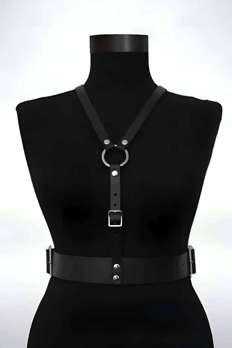 Fashion Harness Belt Dark Brown mannequin side profile