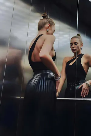 Tasseled Leather Skirt for Women - Chic Black Midi Style