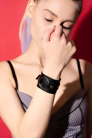 Leather Bracelet, Stylish Leather Bracelet with Ring Detail - APFT1228