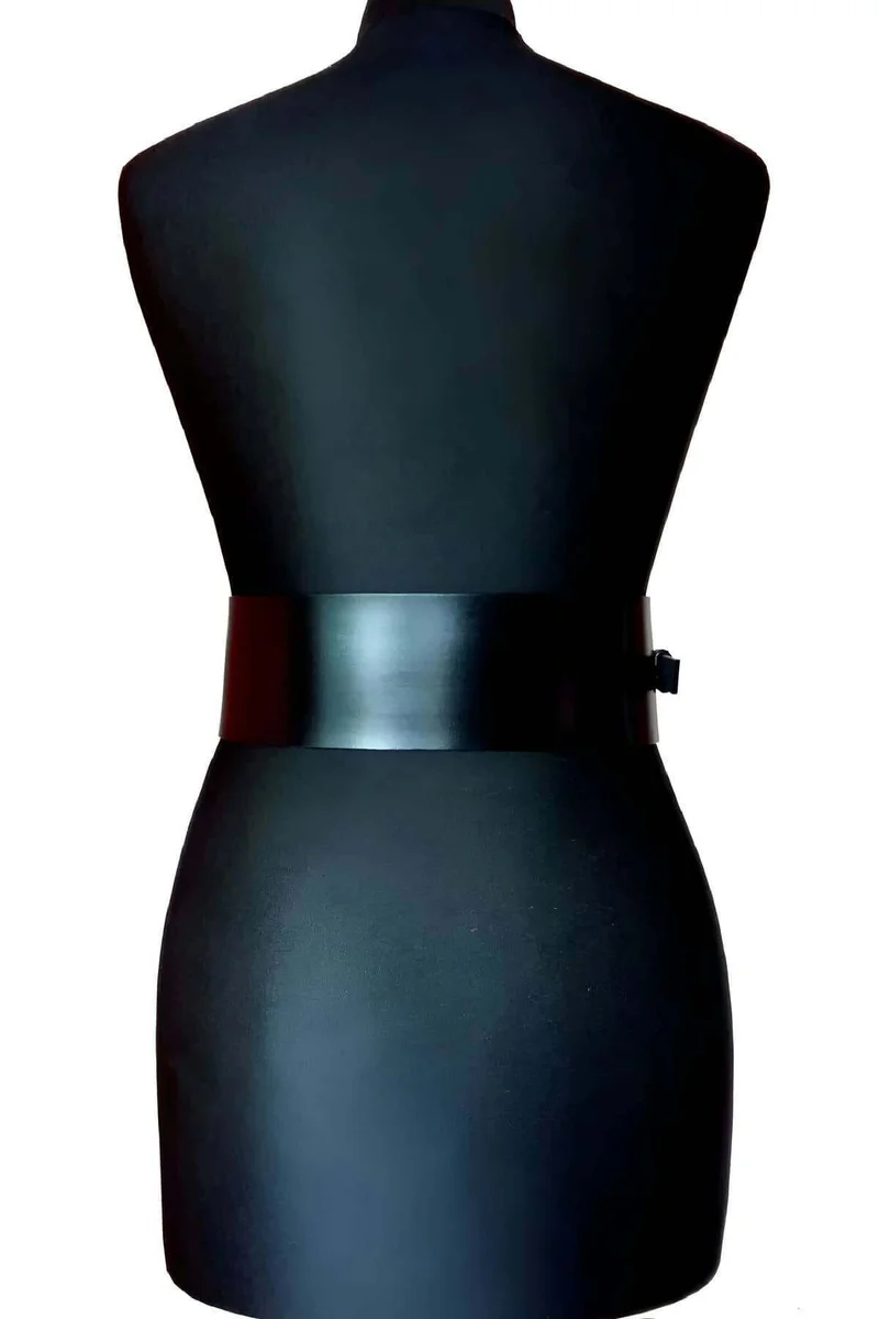 Black vegan leather waist harness belt