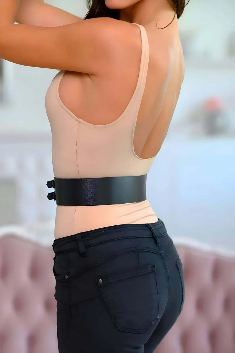 Double Buckle Waist Belt Faux Leather