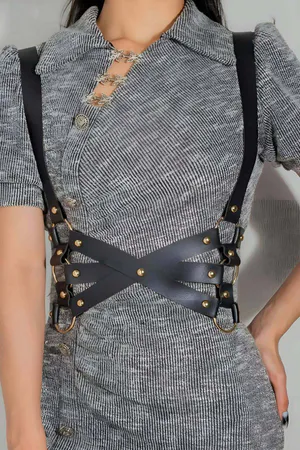 Body Harness Women's Adjustable Faux Leather Chest Waist Strappy Belt