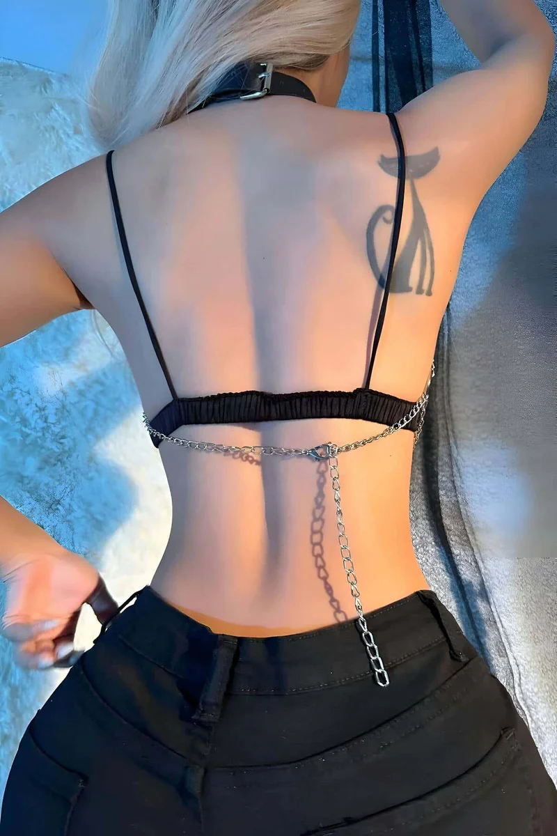 Silver Chain Body Harness Front View Adjustable Ch