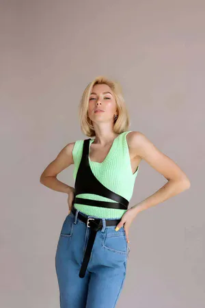 Triangle Garment Chest Belt, Single Shoulder Leather Harness - APFT1120