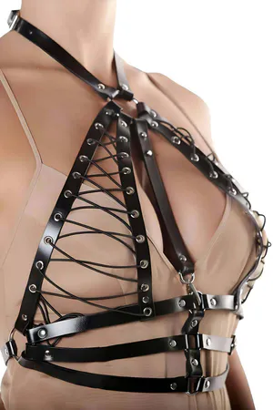 Leather Chest Harness Adjustable Body Cage Top