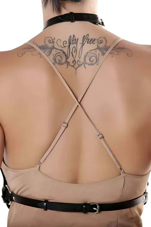 Leather Chest Harness Adjustable Body Cage Top