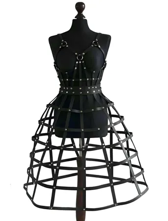 Leather Cage Skirt Harness Set - Festival & Rave Outfit