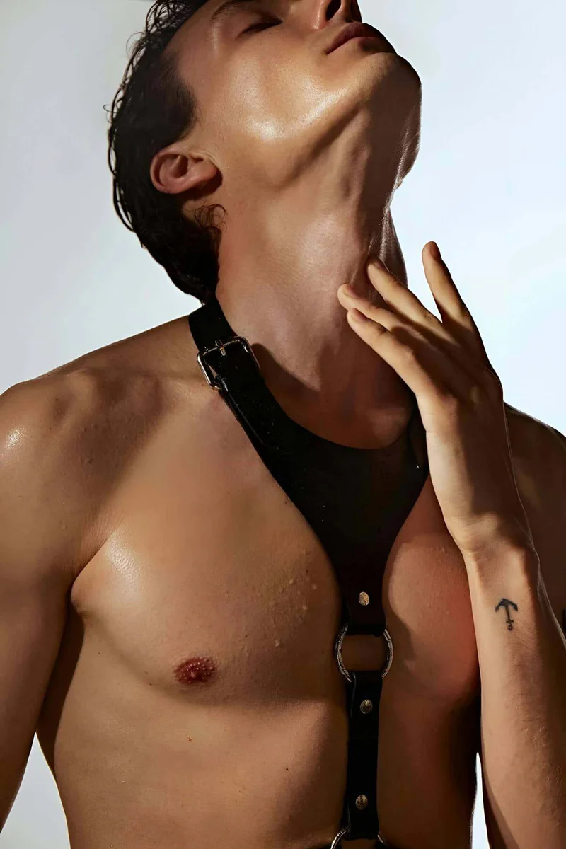Festival black faux leather chest