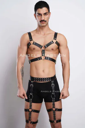 Stylish Chest and Leg Harness Suit, Men's Party Accessories - APFTM196