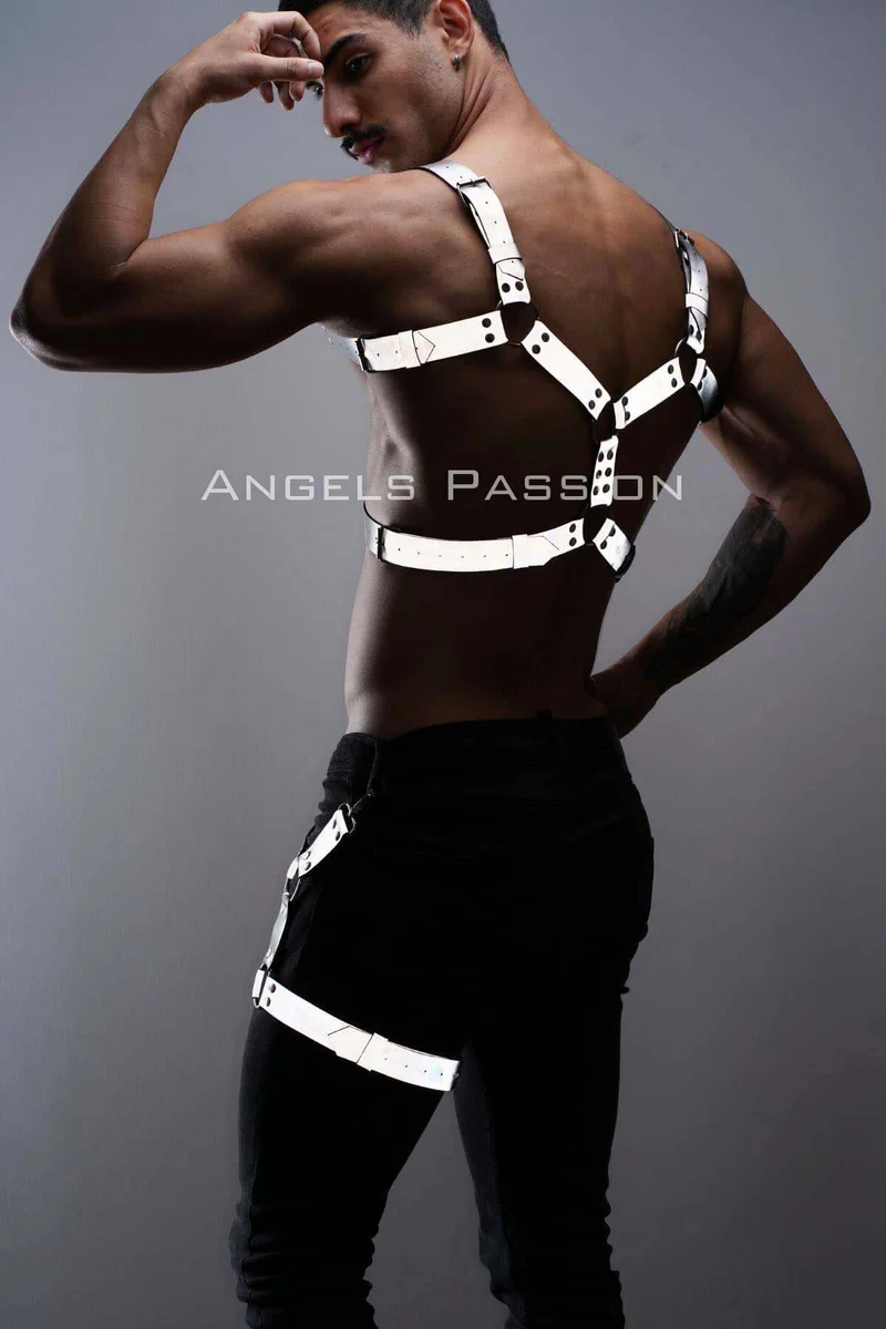 Reflective festival garter set in silver