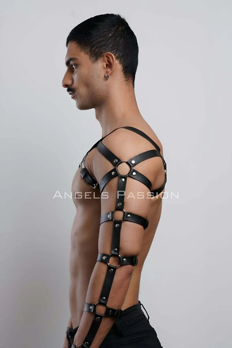 Festival black leather full arm and chest outfit