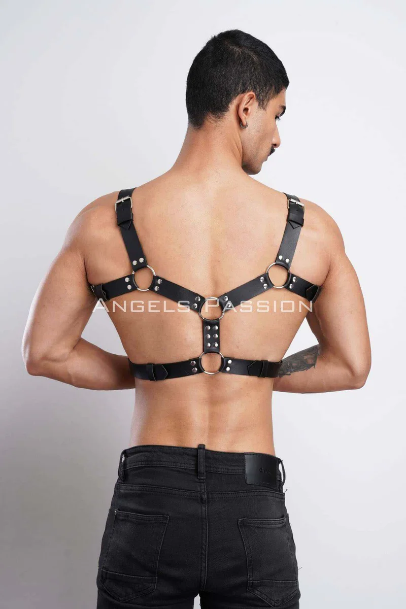 Men's Leather Chest Harness, Men's Party Accessory, Partywear - APFTM78