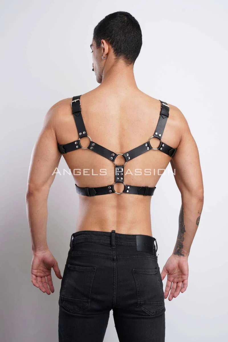 Men's Leather Chest Harness, Men's Party Accessory, Partywear - APFTM78