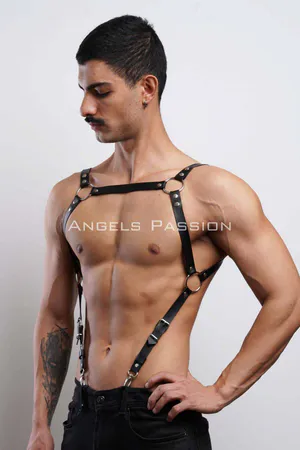 Men's Belt Over Shirt, Men's Chest Belt, Fancy Men's Leather Clothing - APFTM155