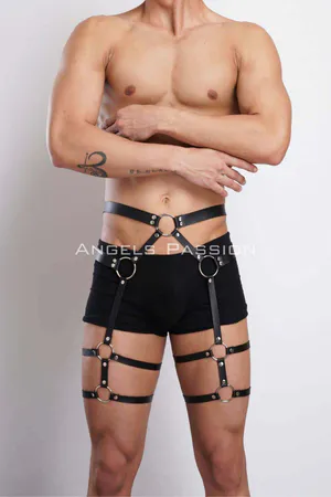 Leather Men's Leg Harness, Men's Garter, Men's Fancy Accessory - APFTM167