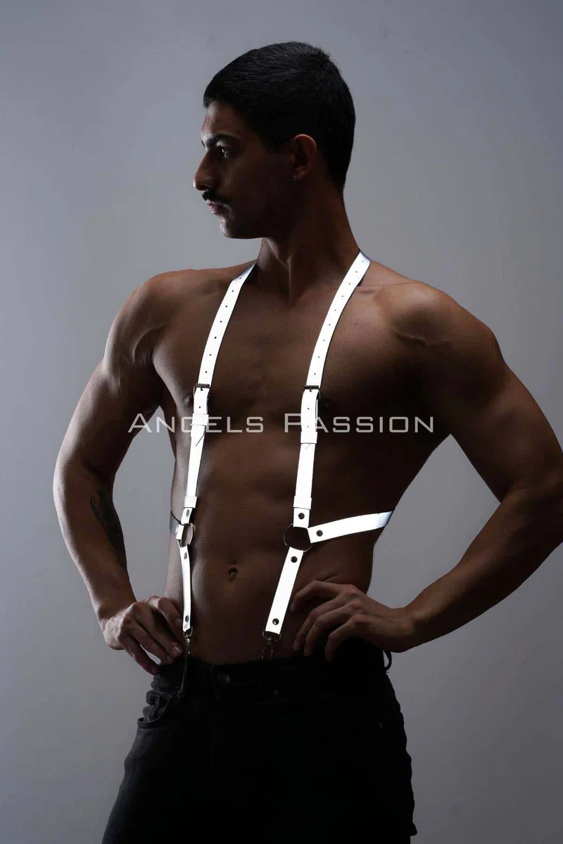 Reflective Body Harness Front View Silver