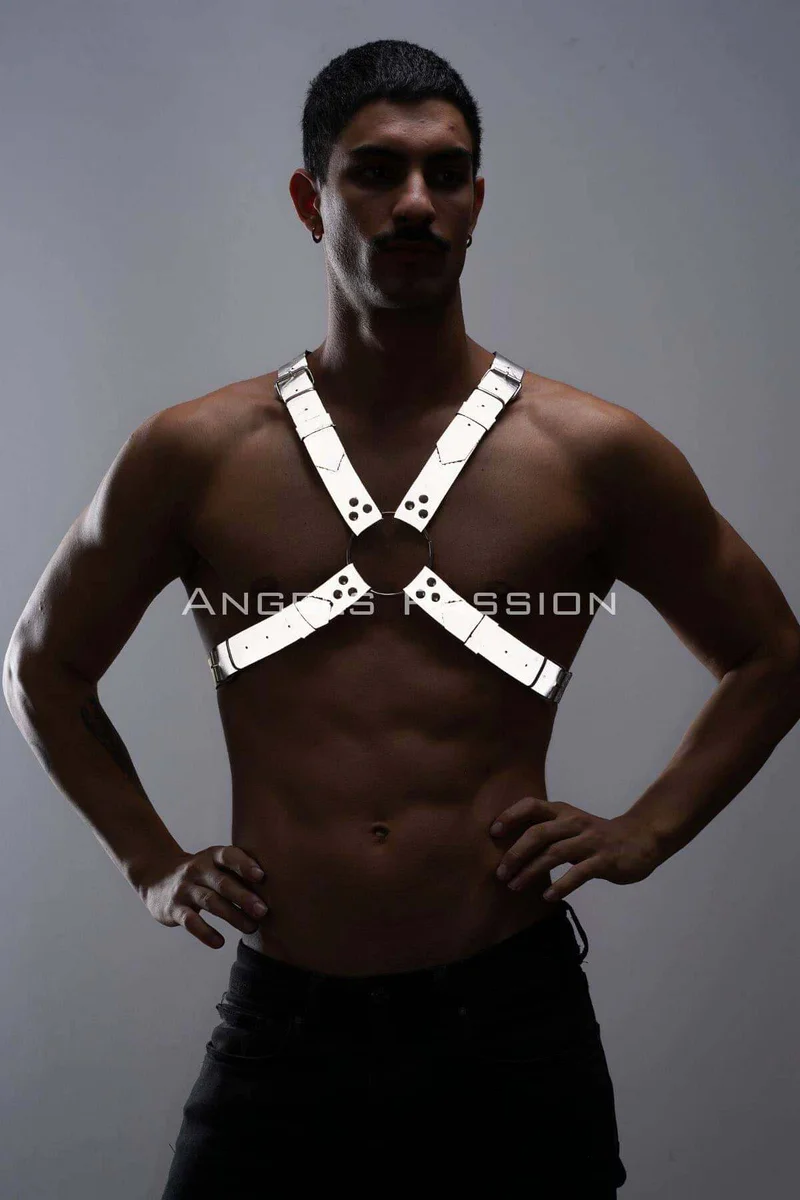 Reflective festival harness, silver