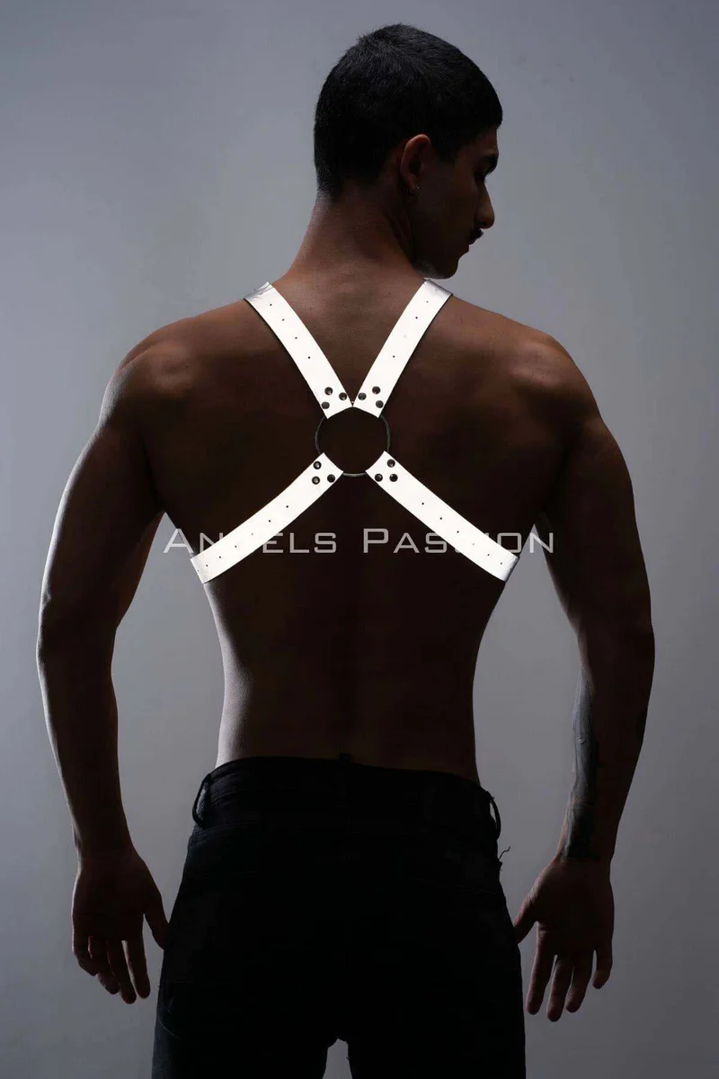 Festival harness, white reflective chest set